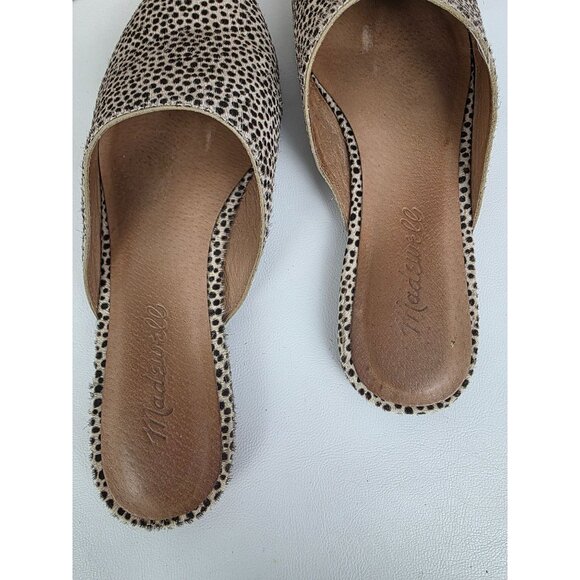 Madewell Remi Leopard Print Calf Hair Pointed Toe Mules Slip-On Womens Shoes Siz - Picture 4 of 9